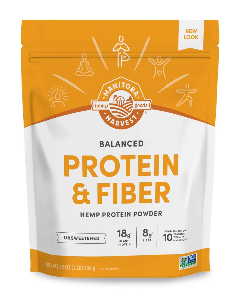 Manitoba Harvest Hemp Yeah Balanced Protein and Fiber Powder, Unsweetened, Keto Friendly, Preservative Free, Non GMO, 32 Ounce (Pack of 1), Packaging May Vary