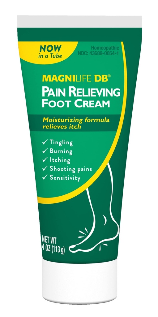 MagniLife DB Pain Relieving Foot Cream, 4 Oz Tube, Calming Relief for Burning, Tingling, Shooting & Stabbing in Feet & Legs, Moisturizing & Hydrating Foot Cream Suitable for Diabetic & Sensitive Skin
