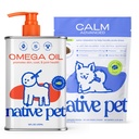 Native Pet Advanced Calming Chews for Dogs & Omega 3 Fish Oil for Dogs & Cats - Wild Alaskan Salmon Oil Supports Joints, Heart, Reduces Shedding, & Anxiety Related Behavior
