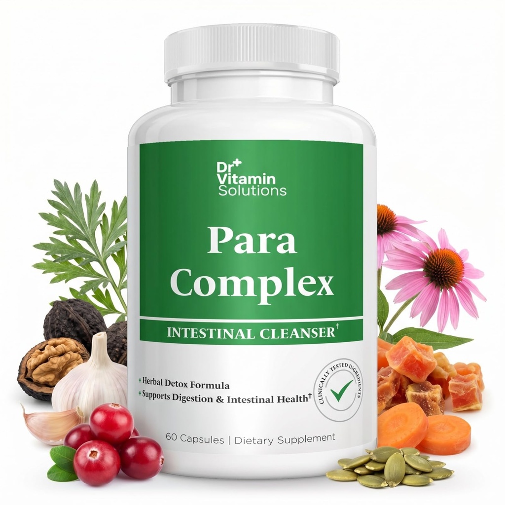 Para Complex Intestinal Cleanser – Wormwood, Black Walnut, Clove & Pau d'Arco Cleanse for Humans – Herbal Detox Formula with Garlic, Pumpkin Seed, Cranberry & Zinc, Non-GMO, 60 Capsules