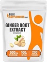 BulkSupplements.com Ginger Root Extract Powder - Ginger Supplement, Ginger Root Powder - Βότανο συμπλήρωμα, Χωρίς γλουτένη, 500mg ανά Σερβίρισμα, 500g (1.1 lbs) (πακέτο του 1)