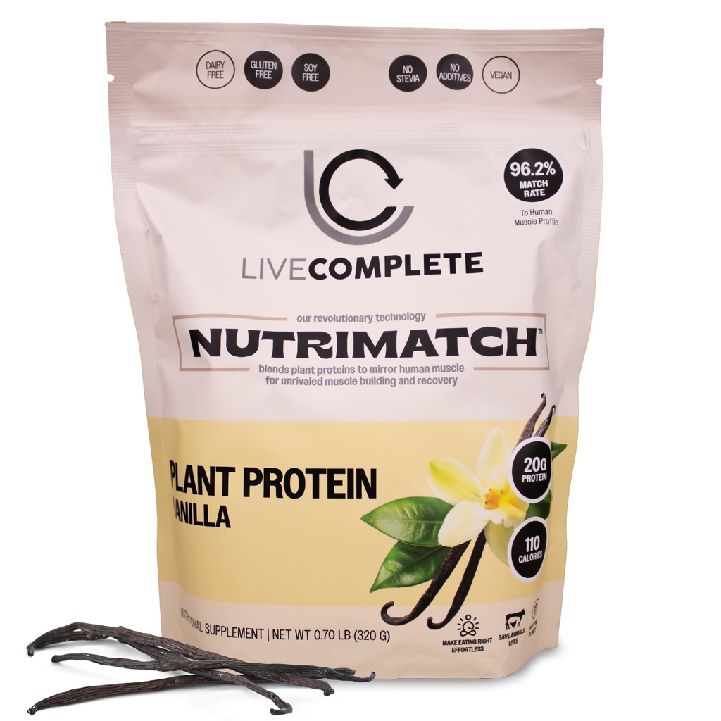 NutriMatch™ Plant Protein Powder – Vanilla | 10 Servings - 20g | Vegan, 100% Plant-Based, Complete Protein with 96% Match Rate™