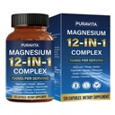 Puravita Magnesium Complex – 12-in-1 Blend for Muscle & Nerve Support, Featuring Glycinate, Citrate, Malate & Taurate | 120 Vegan Capsules