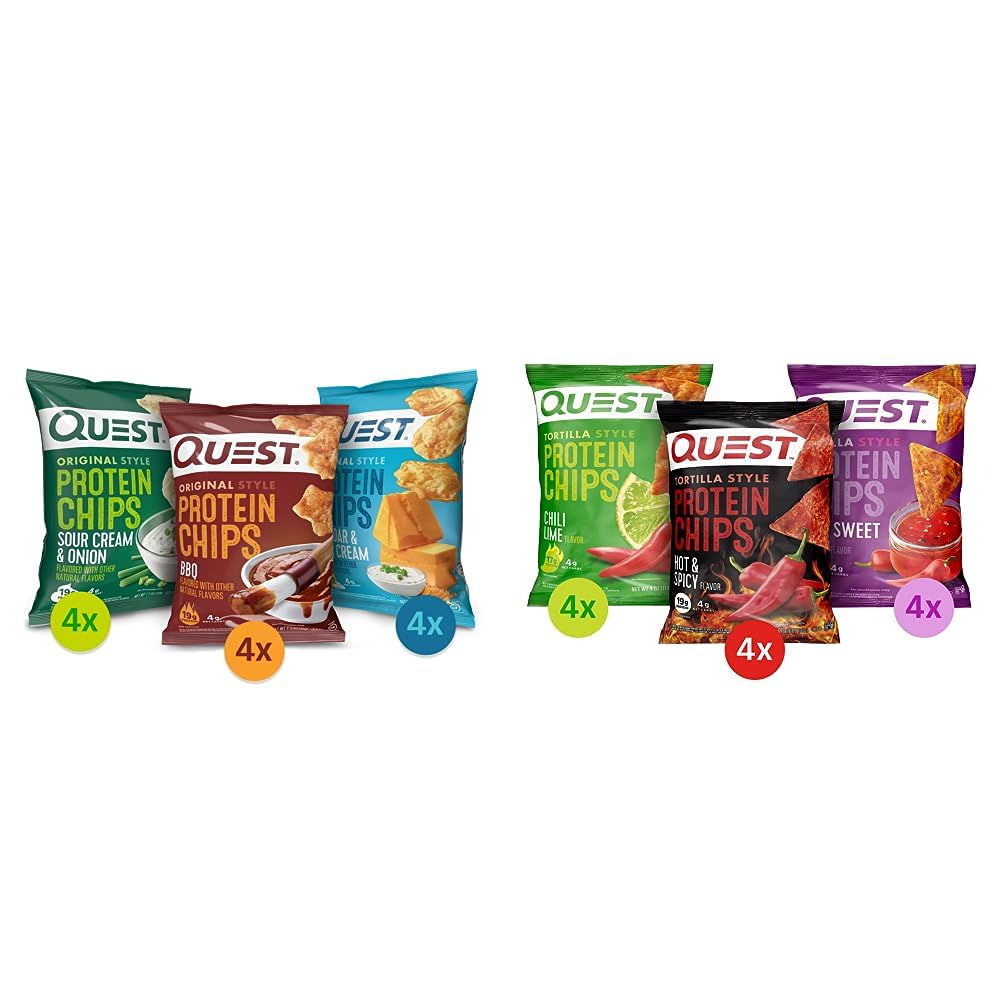 Quest Nutrition Protein Chips Variety Pack (12 count) and Quest Nutrition Tortilla Style Protein Chips Spicy Variety Pack (12 count)