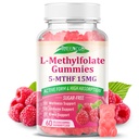 MEENCCD L-Methylfolate Gummies, Methylfolate Supplement, 5-MTHF Supplement - Active 5-MTHF - Supports Overall Wellness, Vegan, Raspberry Flavor, 60 Count
