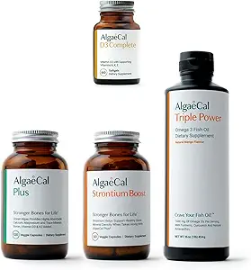 ALGAECAL Ultimate Bundle - D3 Complete (1000 IU) + K2, Βιταμίνη Ε, Βιταμίνη Α & Φυτοβασισμένο Ασβέστιο για Αυξημένη Πυκνότητα Οστών & Ωμέγα 3 Fish Oil με 1200mg EPA DHA