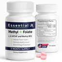 Pure L-Methylfolate Tablets with 5-MTHF, 90 Tablets Methyl Folate B12 and Vitamin B6 for Heart Health, Maternal Health, Healthy Mood & Energy with 1,360 mcg L Methylfolate Supplement for Men and Women