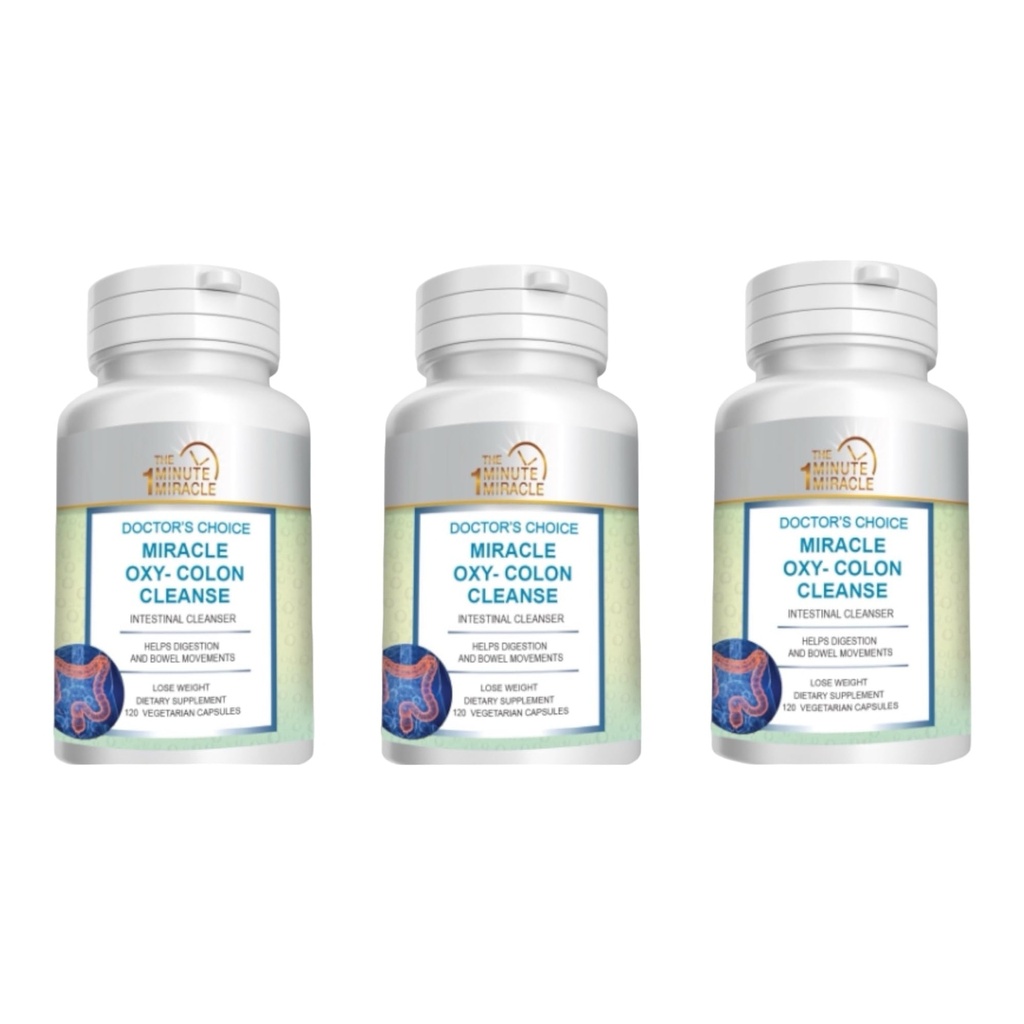 Miracle Oxy-Colon Vegan Colon Cleanser - 120 Vegetarian Capsules - 3 Bottles