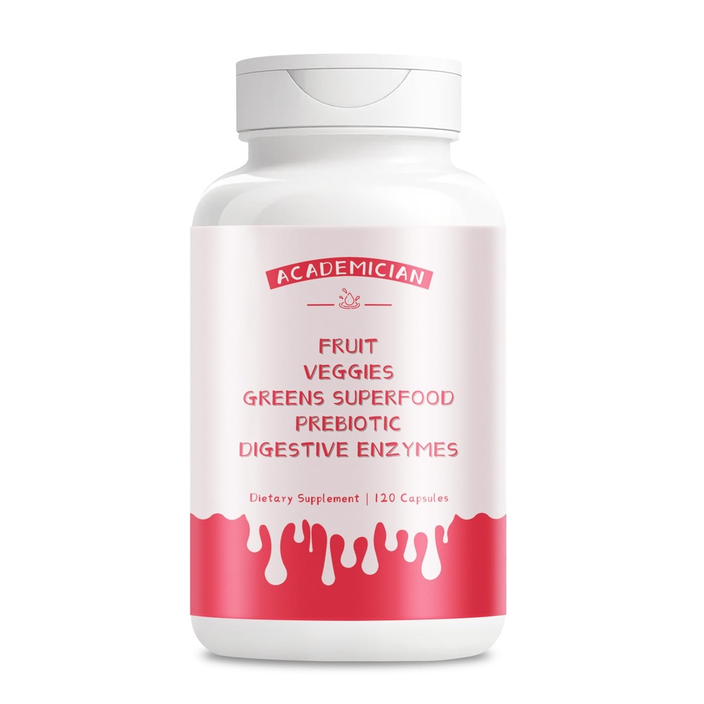 Super Greens Capsules with Probiotic Capsules Super Fruits and Veggies Vegan Digestive Capsule Supplement - 120 Count