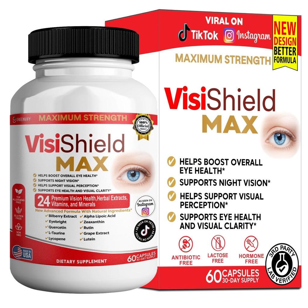 VisiShield Max Eye Health Supplement, 24 Premium Vision Vitamins and Minerals, 60 Capsules (1)