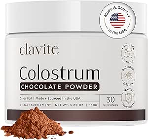 Colostrum Powder (Chocolate) Grass Fed Colostrum Supplement for Gut Health, Immune Support Healthy Hair, Skin & Nails - 30 Σερβιέτες