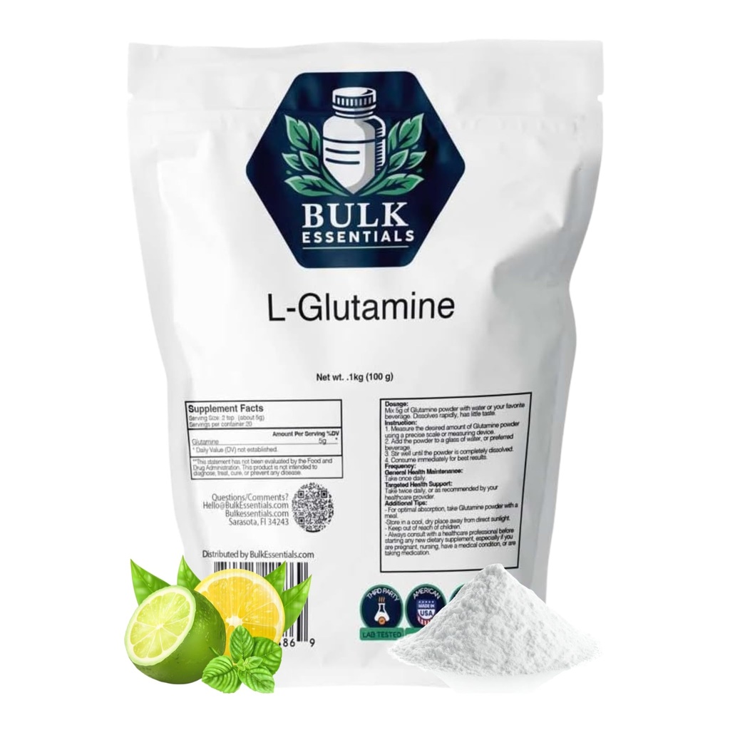 L-Glutamine Powder Supplement – 5g Pure Amino Acid for Muscle Recovery, Gut Health & Immune Support – Unflavored Fast Dissolving l glutamine for Women and Men – GMO Free – 100g
