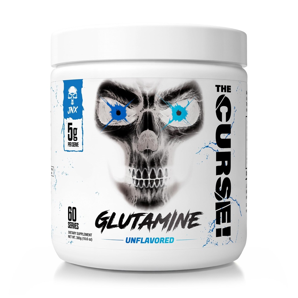 JNX SPORTS, The Curse! Glutamine, L-Glutamine Powder 5g - Support Muscle Recovery, Post Workout, 60 Servings, Unflavored