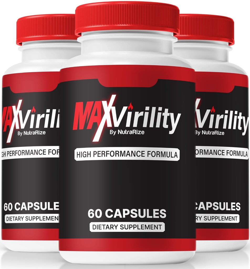 (3 Pack) MaxVirility Capsules, Official Max Virility For Men, Premium High Performance Formula for Overall Health, All-Natural Ingredients for Male Performance, MaxVirility Review (180 Capsules)