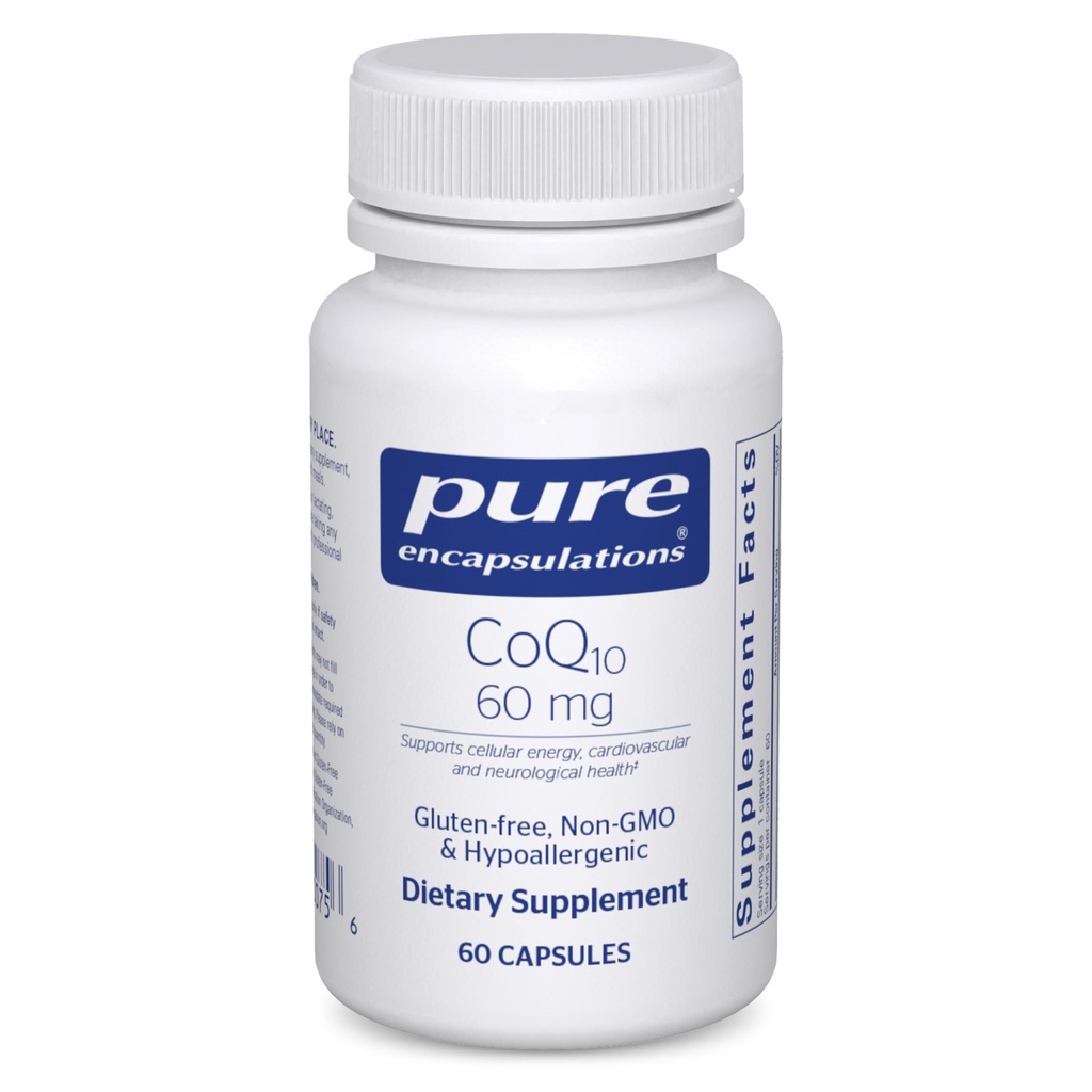 Pure Encapsulations CoQ10 60 mg | Coenzyme Q10 Supplement for Energy, Antioxidants, Brain and Cellular Health, Cognition, and Cardiovascular Support* | 60 Capsules