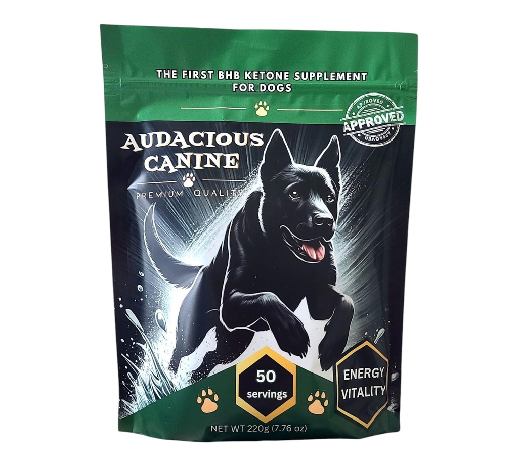 Audacious Canine – Ketone + Superfood Powder for Dogs | BHB Ketones with Spirulina, Chlorella & Kelp | Supports Energy, Cognition & Metabolic Health | 50 Servings | Made in USA