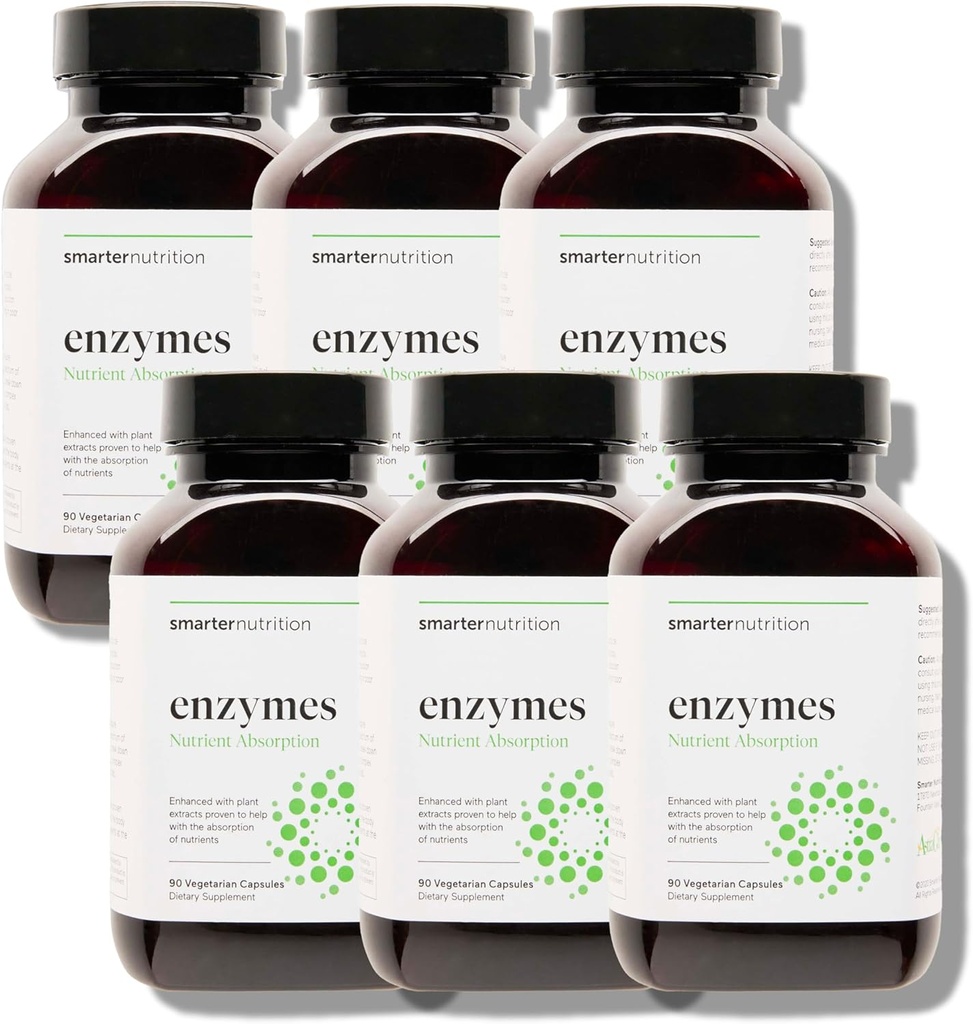 Smarter Nutrition Vegan Digestive Enzymes - Digestion Bloating & Gut Health Support with 16 Multi Enzymes for Nutrient Absorvation & Meal Time Comfort for Both Men & Women - 540 Count[180-Day Supply]