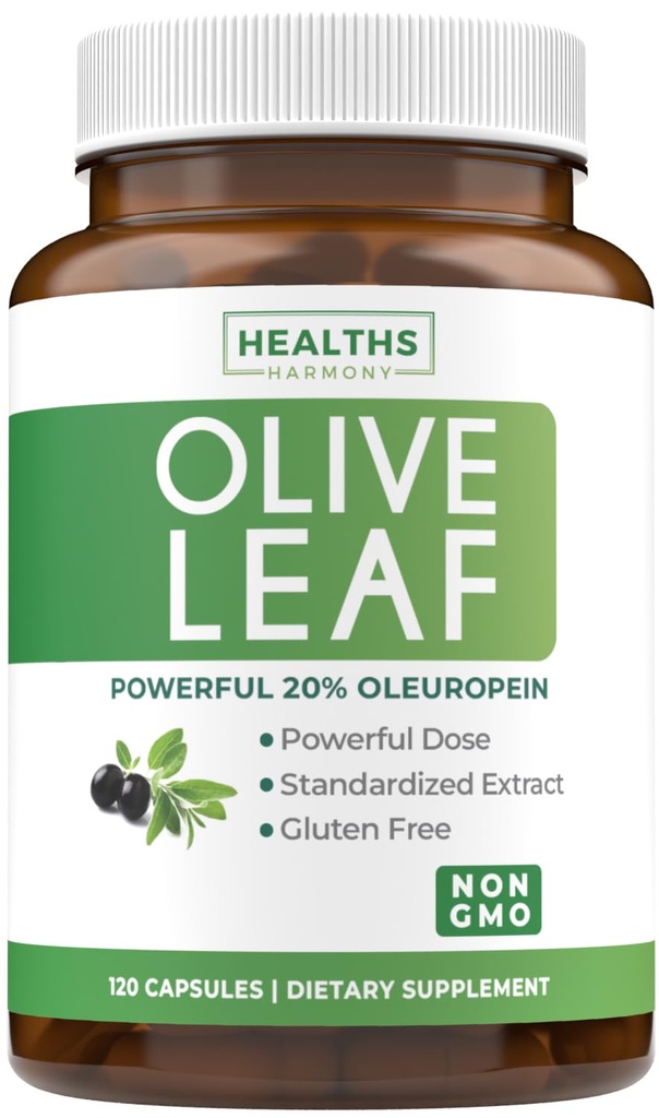 Super Strength Olive Leaf Extract Κάψουλες - Vegan Non-GMO 750mg εκχύλισμα ελιάς με 20% Oleuropein Αντιοξειδωτικό συμπλήρωμα για την Ανοσία Δέρμα και την Καρδιά Υποστήριξη για την Υγεία - Made in The USA (4 Μήνας Προμήθεια)