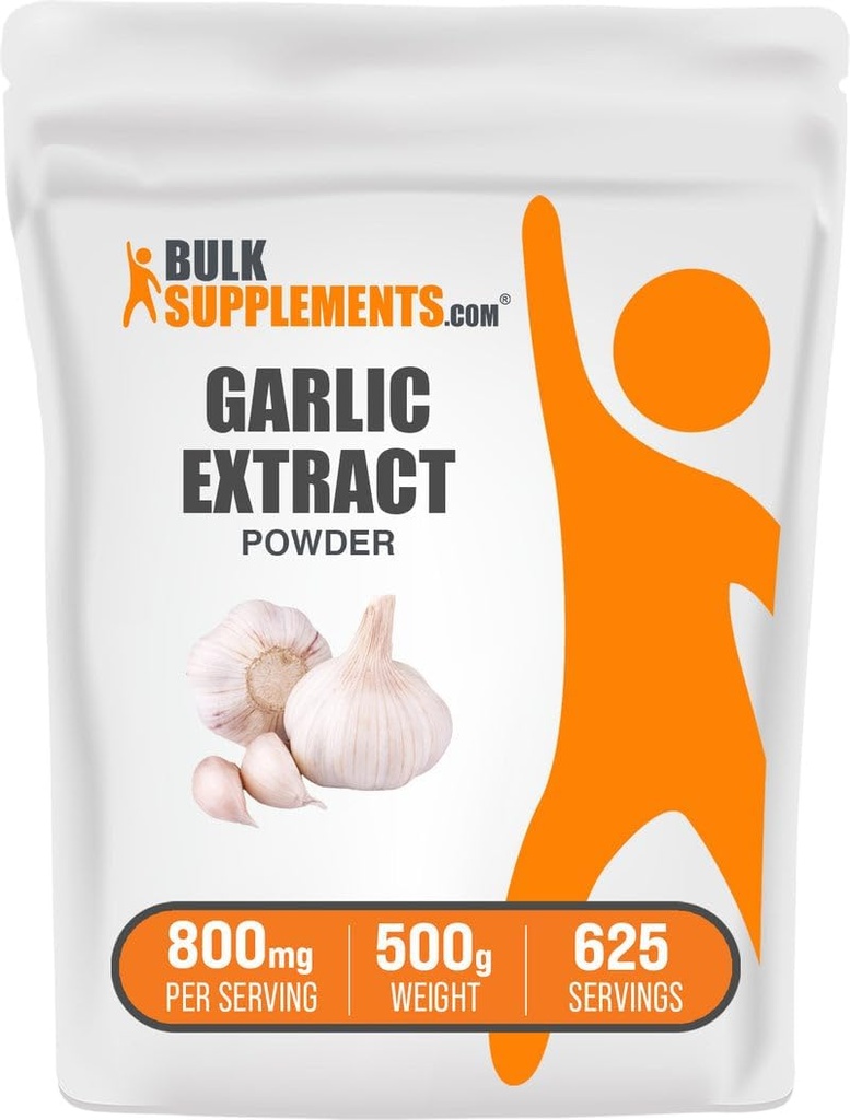 BulkSupplements.com Garlic Extract Powder - Garlic Supplement, Herbal Supplement, Allium Sativum - Herbal & Gluten Free, 800mg per Serving, 500g (1.1 lbs) (Pack of 1)