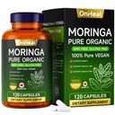 Organic Moringa Capsules 1000 mg, 120 Count - Moringa Capsules with Organic Olefeira Powder, Supports Healthy Hair and Skin, Energy and Balance - Vegan, Non-GMO Daily Health Supplement