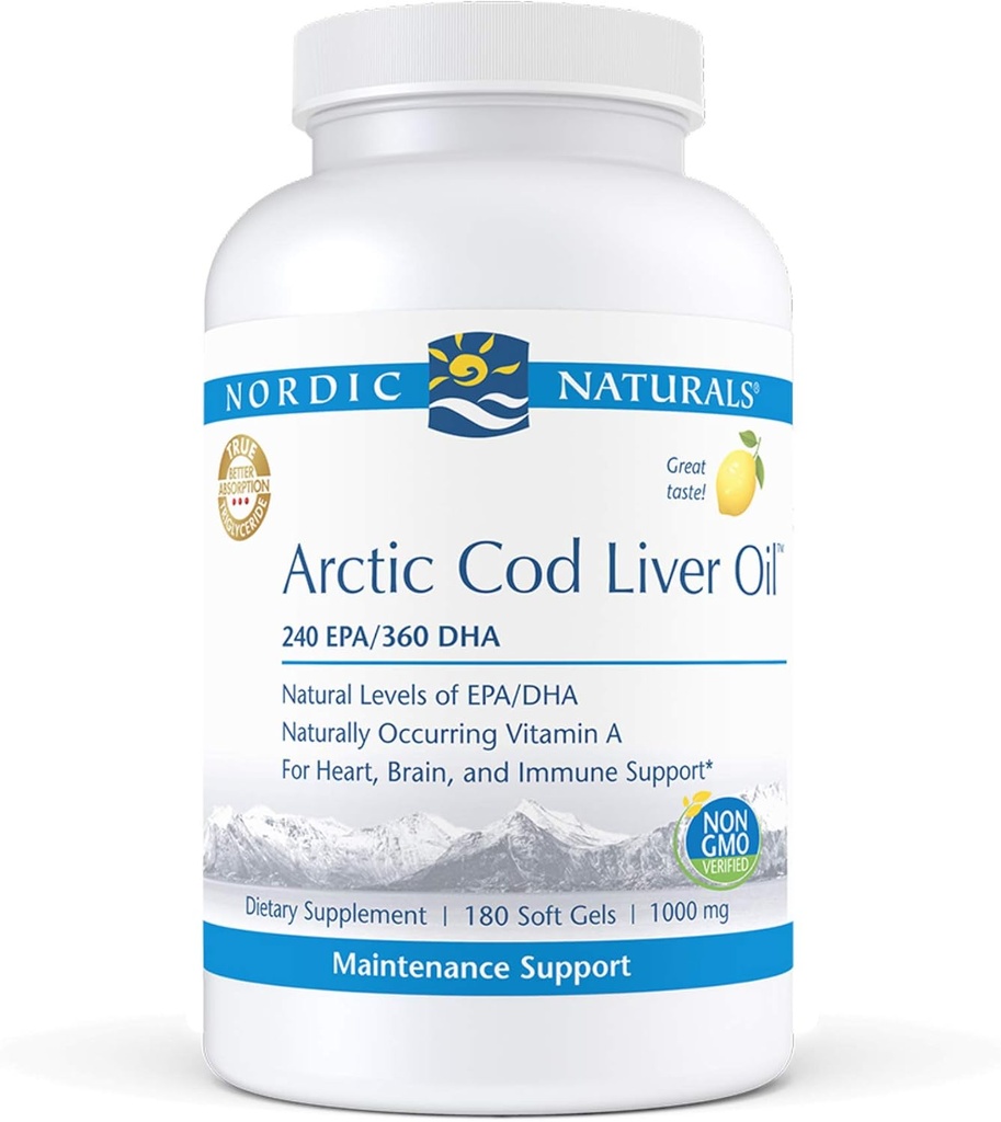 Nordic Naturals Pro - Arctic Cod Liver Oil CLO, υποστηρίζει την καρδιά και την υγεία του εγκεφάλου - Λεμόνι-Flavored 180 μαλακά γέλη