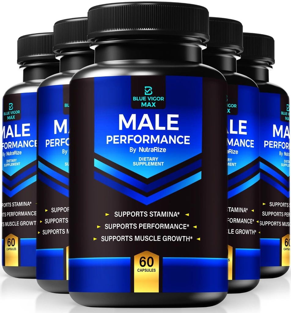 (5 Pack) Blue Vigor Max Pills for Men, All-Natural Formula for Male Fitness and Stamina, Premium Capsules for Daily Nutrition, Performance & Energy, Official Supplement for Man Reviews (300 Capsules)