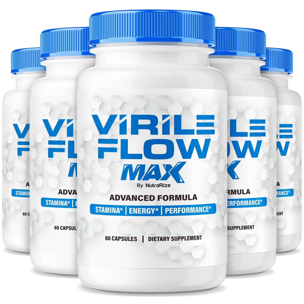 NutraRize (5 Pack) Virile Flow Max Pills, Official VirileFlow for Men, Premium Ingredients to Support Energy, Stamina and Performance, Easy-to-Swallow Pastillas Review (300 Capsules)