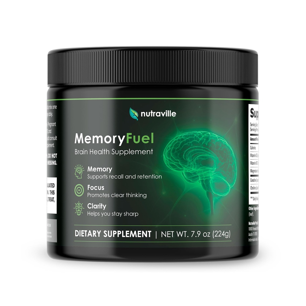 Creatine Monohydrate Powder for Brain Energy & Focus – 5,000mg Micronized Creatine with L-Theanine, Choline & Magnesium – Cognitive Support Supplement for Adults – MemoryFuel (1-Pack)