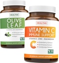 Εξοικονομήστε $4 (12% έκπτωση) - Herbal Immune Bundle - Olive Leaf Extract (Non-GMO) Super Strength: 20% Oleuropein 750mg caps and Immune Support - Vitamin C with Zinc, Vitamin D, Elderberry & Echinacea (Non-GMO)