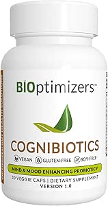 BIOptimizers Cognibiotics Probiotic Brain Supplement - Βοηθά στην υποστήριξη Mood, καλύτερη εστίαση, μνήμη, διανοητική σαφήνεια - 30 κάψουλες