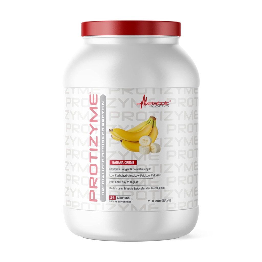 Metabolic Nutrition - Protizyme - Whey Protein Powder, High Protein, Low Carb, Low Fat with Digestive Enzymes, 24 Essential Vitamins and Minerals, Banana Creme, 2 Pound