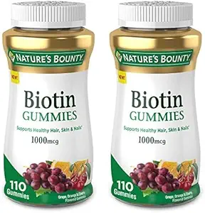 Nature's Bounty Biotin, Vitamin Supplement, Supports Healthy Hair, Skin, and Nails, Fruit Flavored Gummies, 1000 mcg, 110 Count (Pack of 2)
