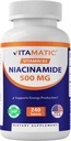 Vitamatic Niacinamide 500 mg 240 Tablets - Flush Free Vitamin B3 - Υποστηρίζει την παραγωγή ενέργειας