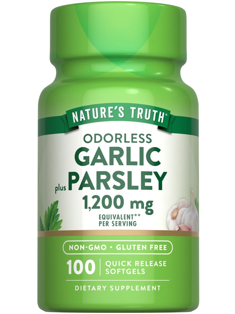 Nature's Truth Odorless Garlic and Parsley | 100 Softgels | Non-GMO & Gluten Free Extract Supplement