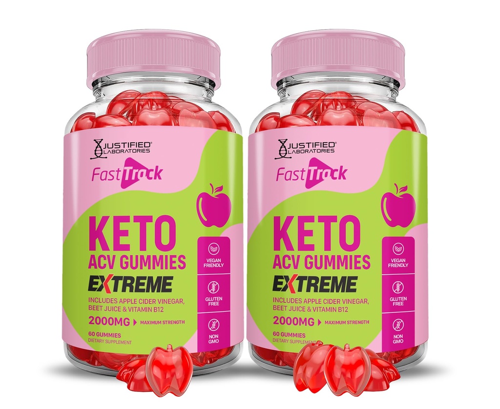 (2 Pack) Fast Track Keto ACV Gummies Extreme 2000MG Fasttrack Keto Gummies Apple Cider Vinegar Formulated with Pomegranate Beet Juice Powder B12 Vegan Non GMO 120 Gummys