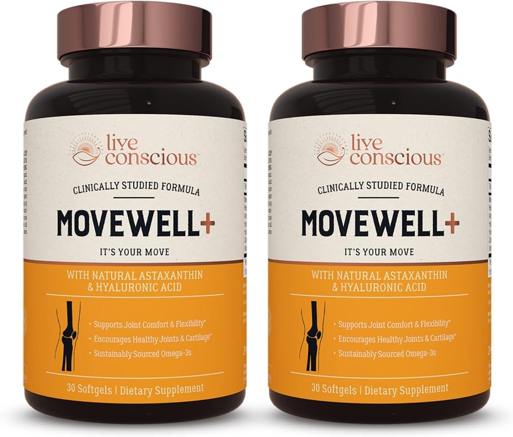 Ζωντανό Συμπληρώματα Κοινής Υγείας - MoveWell Plus Πετρέλαιο Κριλ Ανταρκτικής, Φυσική Ασταξανθίνη και Υαλουρονικό οξύ 