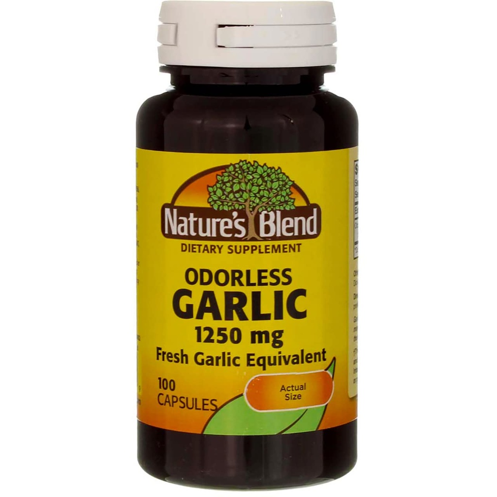 Nature's Blend Odorless Garlic Capsules, 1250 mg, 100 Ct (1 Pack)