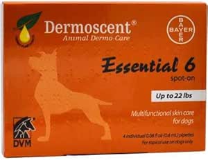 Bayer Dermoscent 6 Spot On Skin Care for Small Dogs up to 22 lb Fish Oil Nutritional Supplements