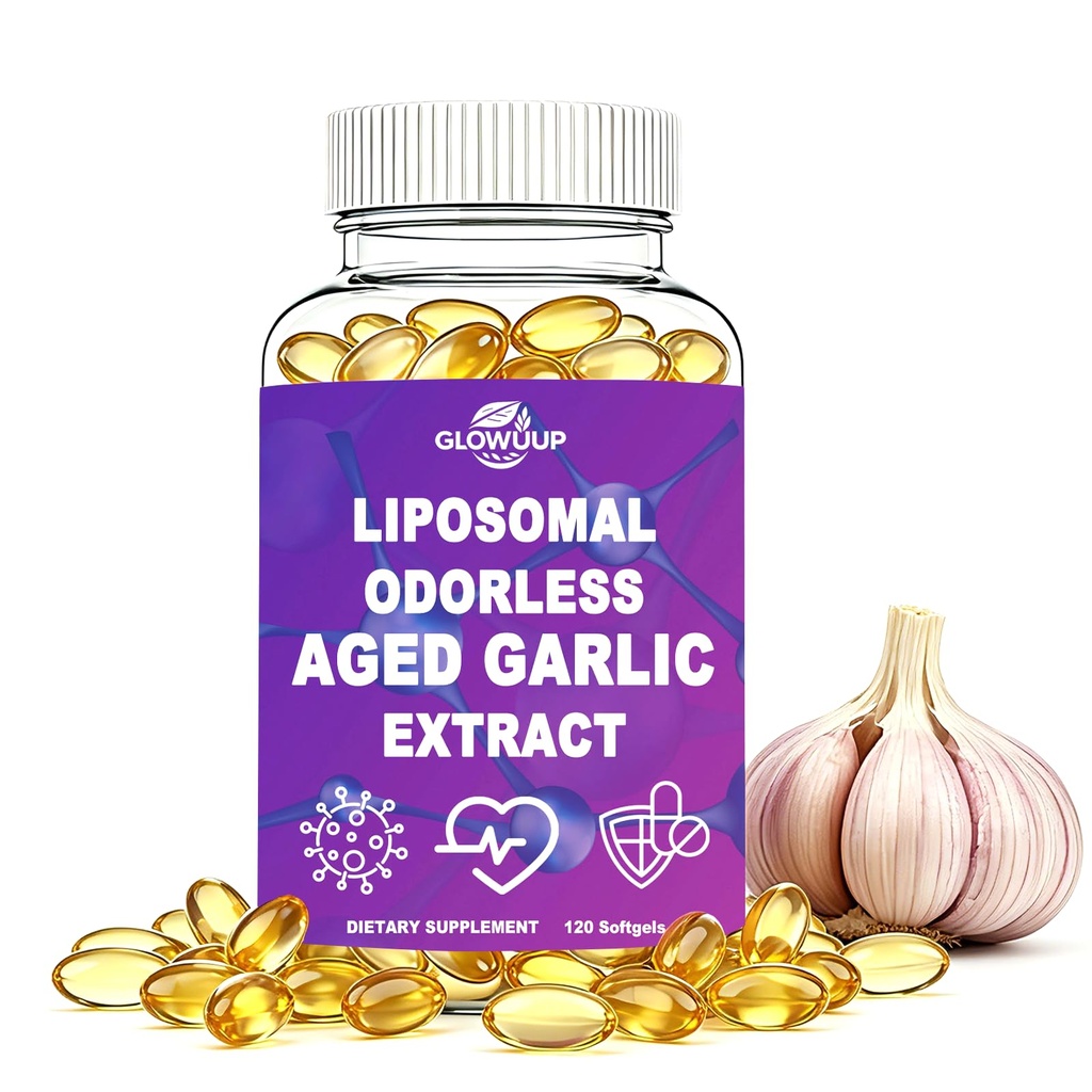 Aged Garlic Extract 800mg Softgels, Odorless Garlic Supplement for Heart & Immune Health, 2 Years Aged Garlic Bulb Standardized for S-Allyl Cysteine, Non-GMO All Natural Garlic Extract, 120 Count