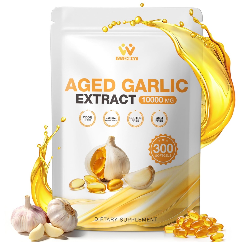 Odorless Aged Garlic Extract 300 Softgels - High Potency Garlic Supplement for Heart Health, Immune Support & Antioxidant Benefits, Vegan, Non-GMO, Gluten-Free