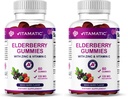 Vitamatic Elderberry Gummies with Vitamin C & Zinc – Immune Support Supplement – Mixed Berry Flavor– 60 Gummies – Made in The USA, Vegan, Non-GMO, Gluten-Free (Pack of 2)
