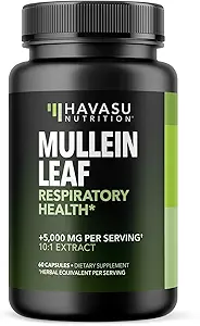 Mullein Leaf Capsules for Respiratory Health - 5000mg Extract 10:1 for Lung Support and Immune Function - 60 Count - Vegan, Non-GMO Capsules - Herbal Supplement for Daily Wellness - 2 Month Supply