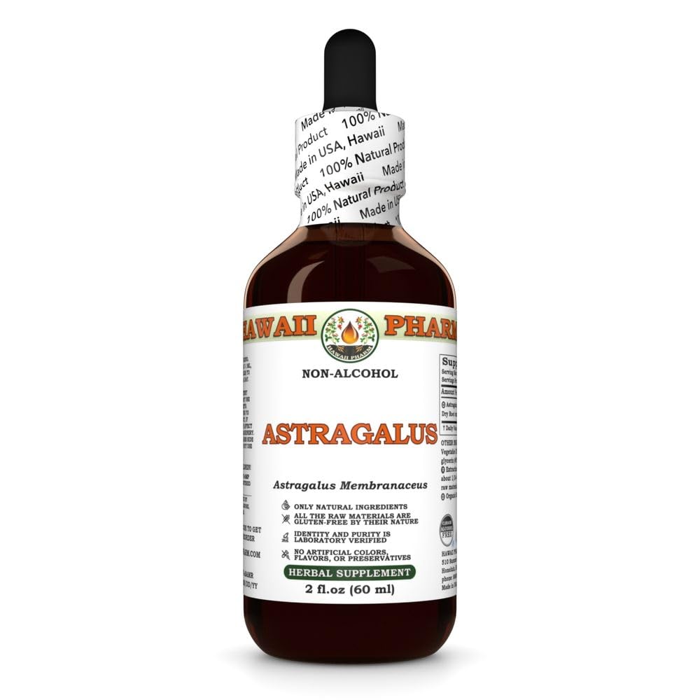 Astragalus (Astragalus Membranaceus) Dry Root Glycerite, Made in Hawaii, Raw Materials, All Natural, Vegan, Lab Tested Alcohol-Free Liquid Extract - 2 fl.oz