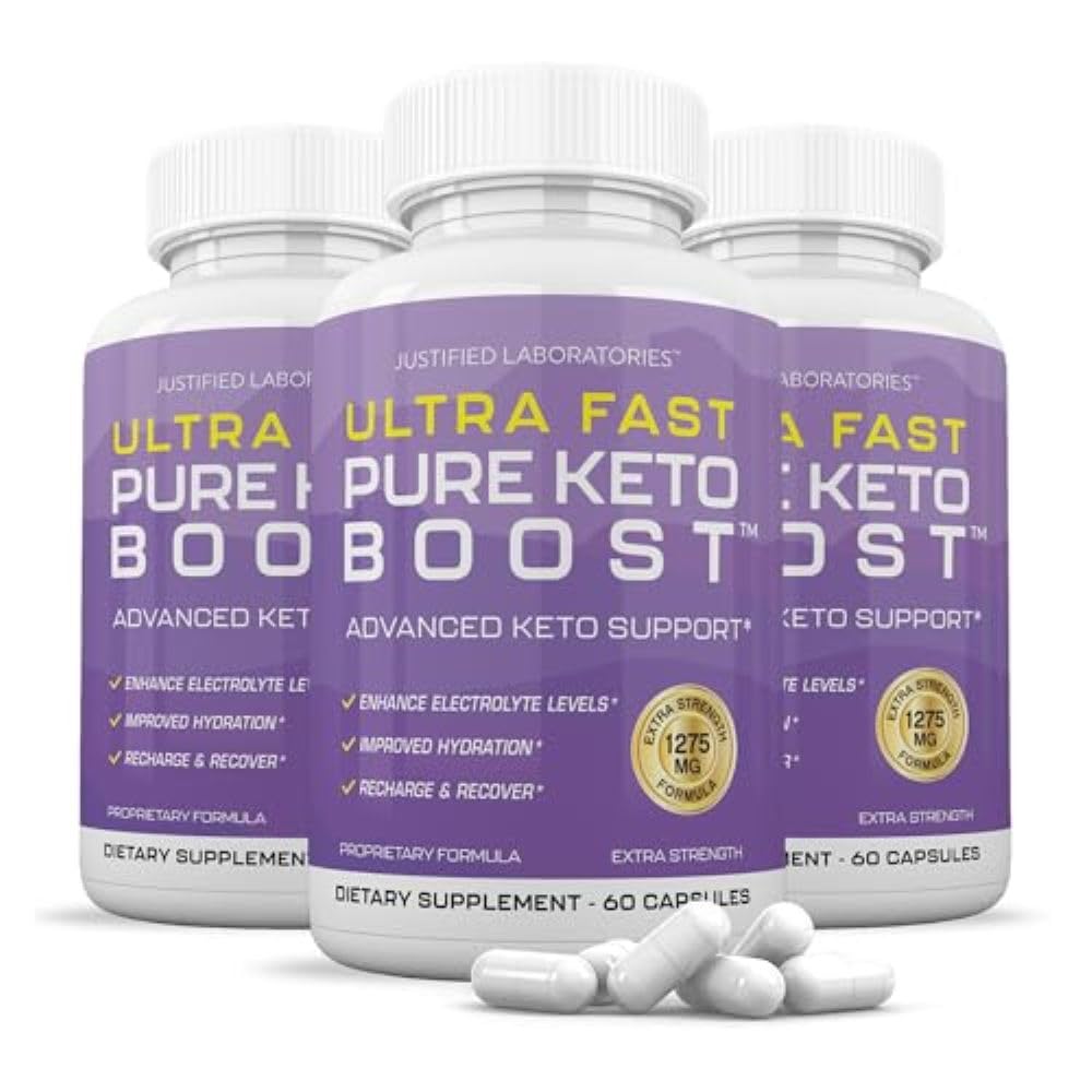 Justified Laboratories Ultra Fast Pure Keto Boost - 60 Capsules, Pack of 3 - Ketogenic Support from Apple Cider Vinegar, Green Tea Leaf, Vitamin C, Vitamin D3 & Extra Virgin Olive Oil - 90 Servings
