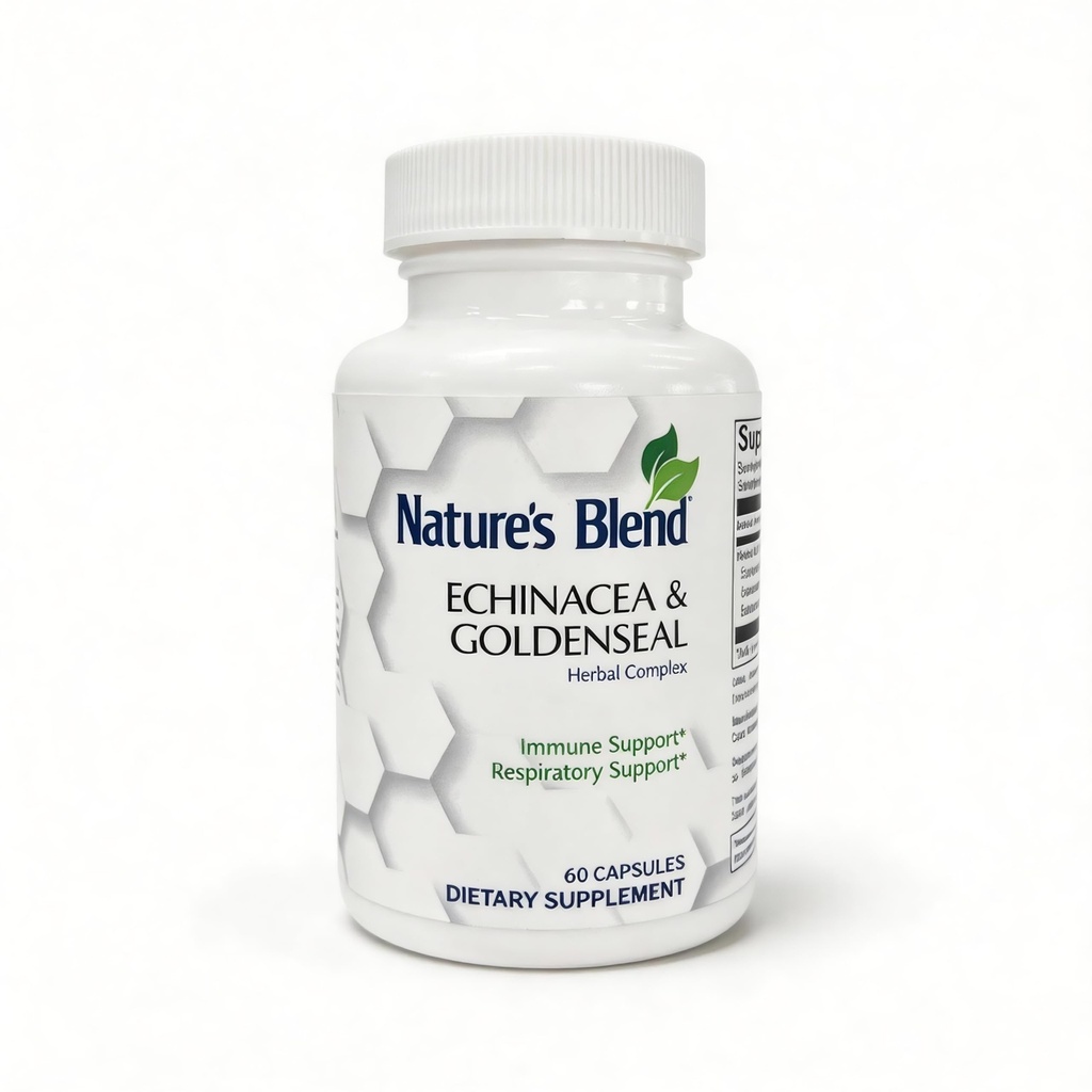 Nature's Blend Echinacea & Goldenseal Herbal Complex, Immune Support Supplement, Whole Herb & Extract Blend, 60 Capsules, Non-GMO, Gluten Free