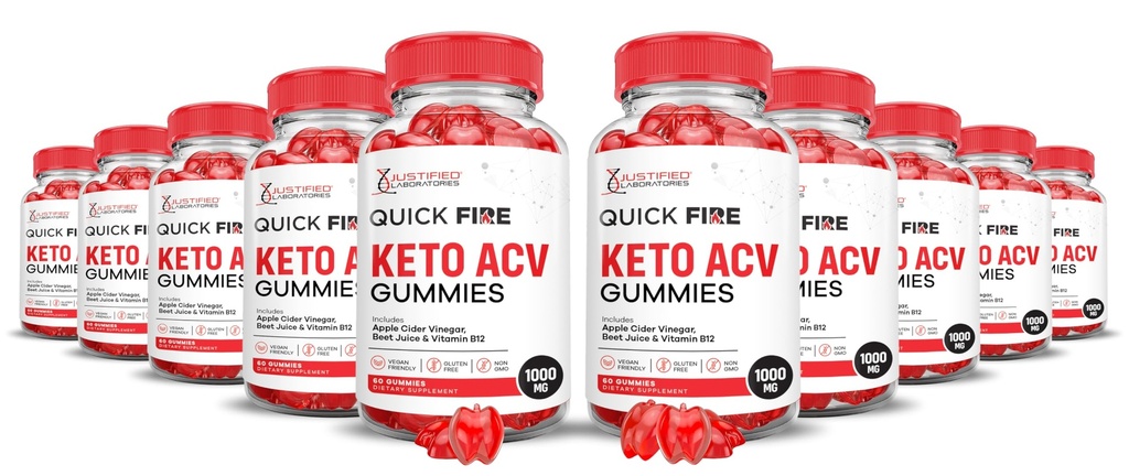 (10 Pack) Quick Fire Keto ACV Gummies Advanced Formula 1000MG QuickFire Keto Gummies Apple Cider Vinegar Formulated with Pomegranate Beet Juice Powder B12 Vegan Non GMO 600 Gummys