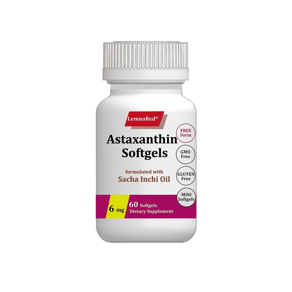 Free-Form Ασταξανθίνη 6mg Softgel-60 Softgels Συμπλήρωμα διατροφής Ισχυρότερο Αντιοξειδωτικό Ανοσοποιητικό Υποστηρίζει Eye, Joint & Skin Health Formed with Sacha Inchi Oil
