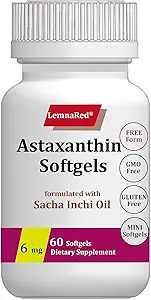 Free-Form Ασταξανθίνη 6mg Softgel-60 Softgels Συμπλήρωμα διατροφής Ισχυρότερο Αντιοξειδωτικό Ανοσοποιητικό Υποστηρίζει Eye, Joint & Skin Health Formed with Sacha Inchi Oil