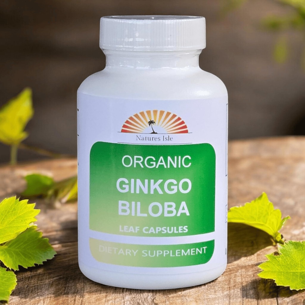 Organic Ginkgo Biloba Leaf Capsules (500mg Each) - 30 Count