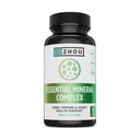 Zhou Essential Mineral Complex Full-Spectrum Minerals for Bone, Immune, Muscle, Heart & Antioxidant Support Vegan, Gluten Free, Non-GMO 30 Servings, 60 VegCaps